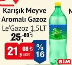 LE'GAZOZ KARIŞIK MEYVE AROMALI GAZOZ 1,5 LT